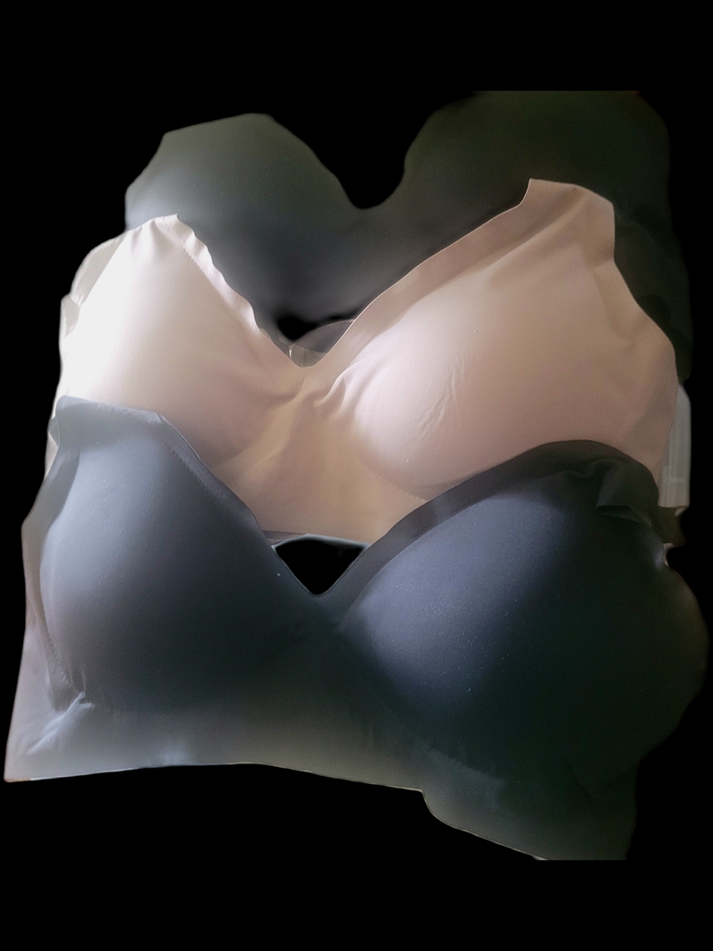3 Seamless Molded T-Shirt Bras - Black & Cream
